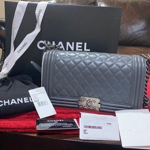 Chanel grey boy bag